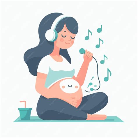Pregnant woman vector listening to music | Premium AI-generated vector