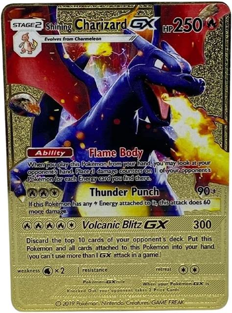 Buy Shining Charizard GX Flame Body Card Custom Gold Metal Card, Gold ...