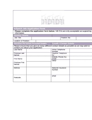 InSynch Job Application Doc Template | pdfFiller
