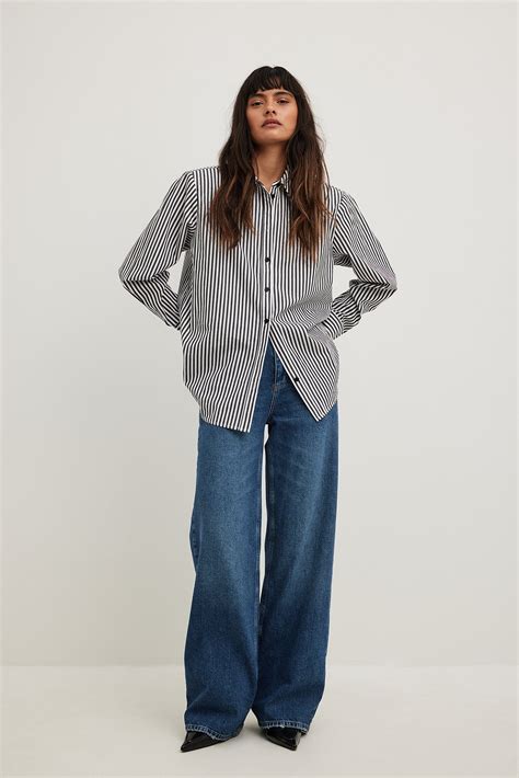 Wide High Waist Jeans Blue | NA-KD