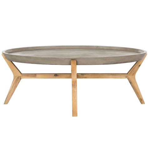 Hadwin Indoor/Outdoor Modern Concrete Oval 31.5-Inch Dia Coffee Table ...