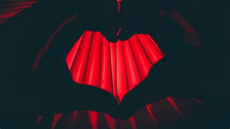 Download wallpaper 1920x1080 hands, heart, gesture, dark, red full hd ...