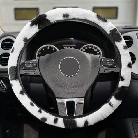 Plush Steering Wheel Cover Universal 37-38cm Automotive Steering Wheel Cover Winter Warm Fluffy ...