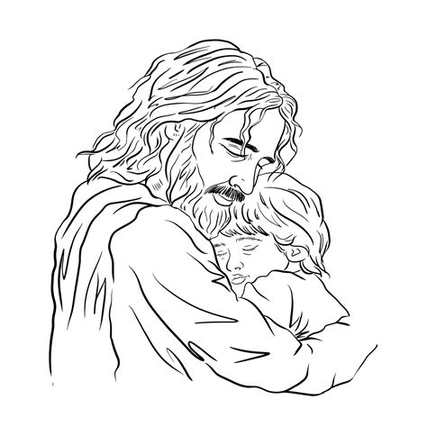 Premium Vector | Hand drawn jesus holding a baby vector
