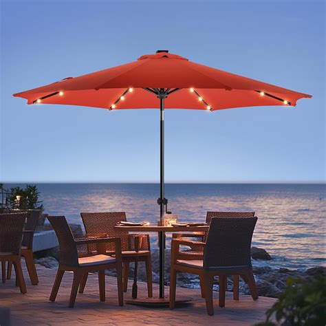 Simenmax 10FT Solar Patio Umbrella with 32 LED Lights, Outdoor ...