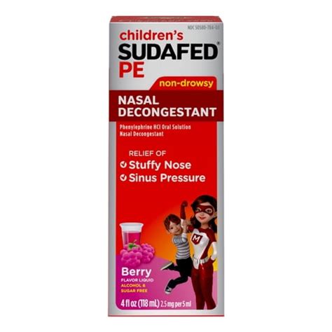 Buy Childrens Sudafed PE Nasal Decongestant, Raspberry Flavored, 4 Oz ...