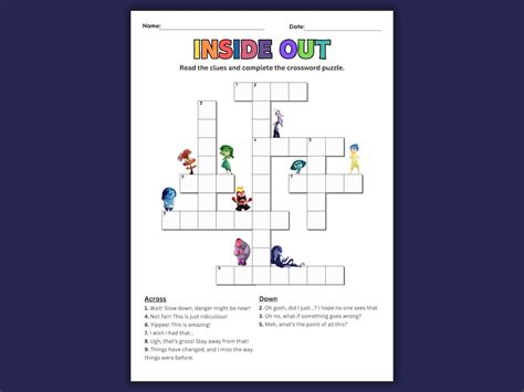 Inside Out 2 Worksheet: Feelings Crossword Puzzle Activity (digital ...