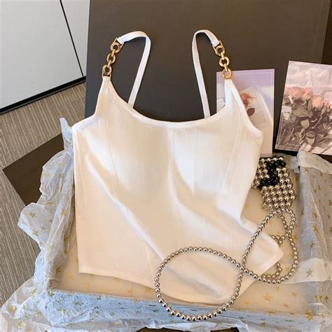 Allure Chain-Strap Built-In Bra Top – Twirl Around World