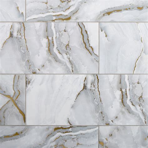 Empress Gold Polished White Ceramic Tile | Floor and Decor