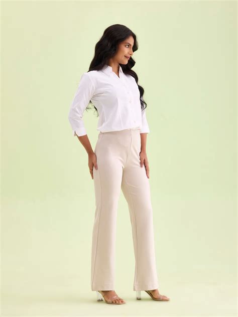 Cream Roma Ponte Flared Pant – Go Colors India