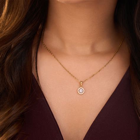 Circle Halo Diamond Necklace- 18K Gold Plated – Elinor Jewels