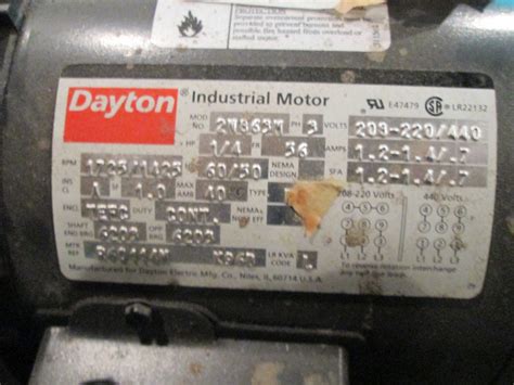 1/4 HP Dayton Electric Motor, 1725/1425 rpm, TEFC