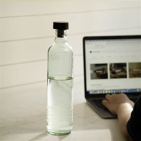 Ellementry Frosted Rings Handcrafted Glass Water Bottle with Cork (750 ...