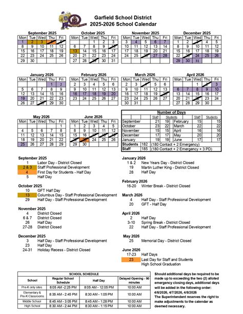 Garfield School District Calendar 25-26 Revised [PDF] - EduCounty