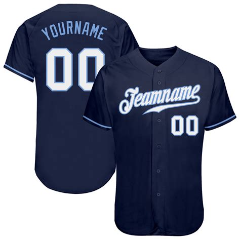 Custom Navy White-Light Blue Authentic Baseball Jersey Discount - FansIdea