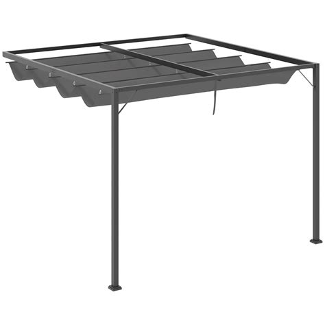 Buy Outsunny 3 x 3(m) Outdoor Pergola Retractable Canopy Wall ed Gazebo ...