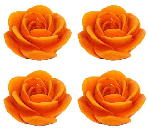 Shraddha Creation Floating Rose Decorative Smokeless Candle, Orange ...