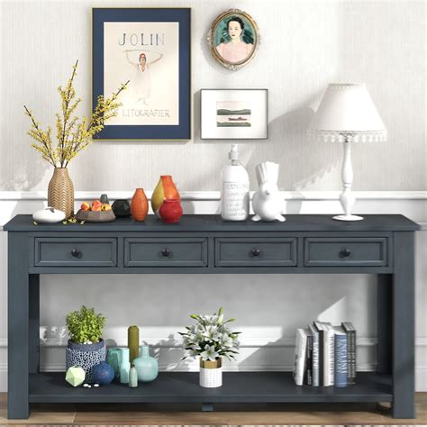 Console Table, Entryway Table with Storage Drawers and Bottom Shelf ...