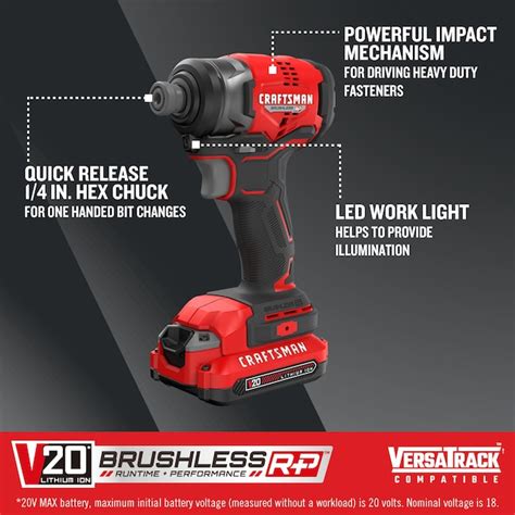 CRAFTSMAN V20 RP 20-volt Max Brushless Cordless Impact Driver (2 ...