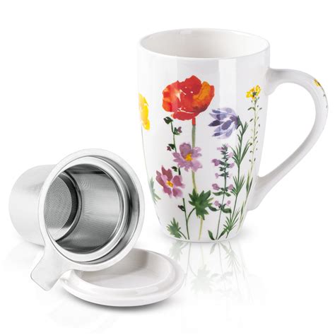 Amazon.com: AmorArc Porcelain Tea Mug with Infuser and Lid, 18 Oz Tea ...