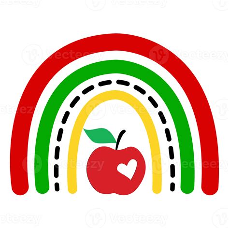 Teacher rainbow school. Rainbow with red apple 16637828 PNG