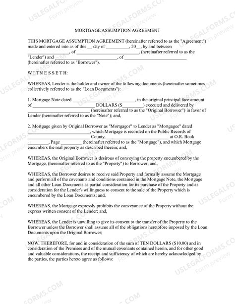 Mortgage Assumption Agreement | US Legal Forms