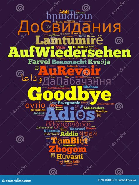 Word Goodbye in Different Languages Stock Illustration - Illustration ...