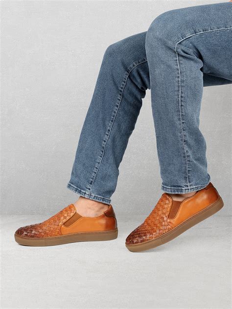 Buy Now Men Tan Textured Casual Slip-Ons Shoes