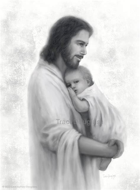 Jesus Holding a Newborn Baby, Print of a Pencil Drawing, Heaven, Gifts ...