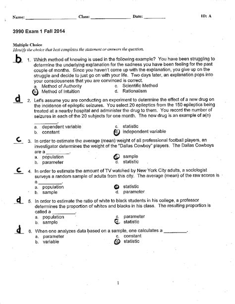Research Analysis in Psychology Solved Exam | PSYC 3990 - Docsity