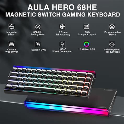 AULA Hero 68 HE 60% Gaming Keyboard Wired, Hall India | Ubuy