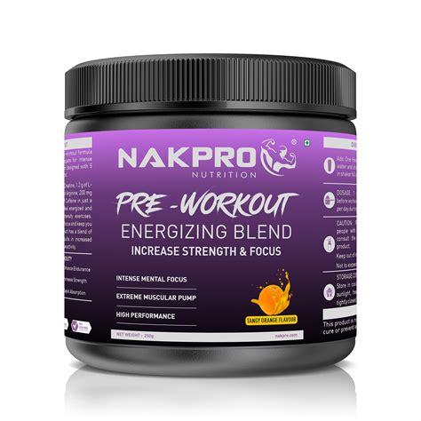 Nakpro Pre Workout Supplement Powder - JAR | 100mg Caffeine, 1.2g ...