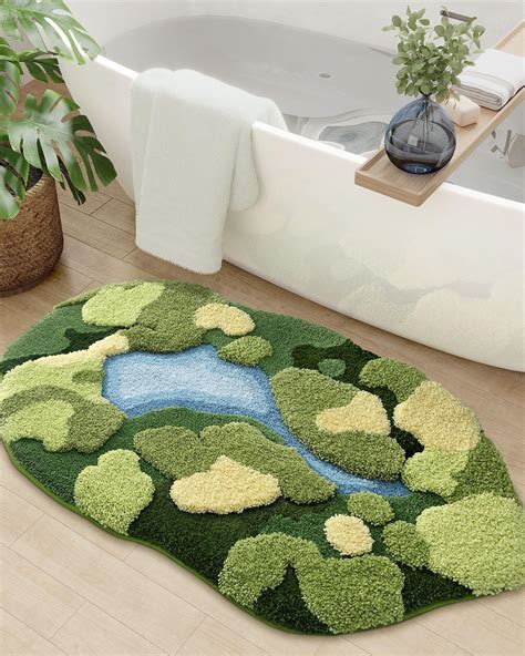 Amazon.com: DEXI Moss Bath Mat, Ultra Thick Soft Green Bathroom Rug ...
