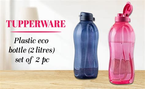 Tupperware. Plastic 2 litres eco bottle set of 2 pc, Multicolor ...
