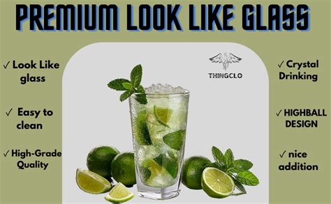 Buy Thingclo Square Highball Glasses - 300 ml Drinking Glasses for ...