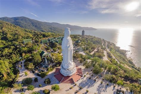 Aerial view drone chua linh ung bai but temple lady buddha temple in da ...