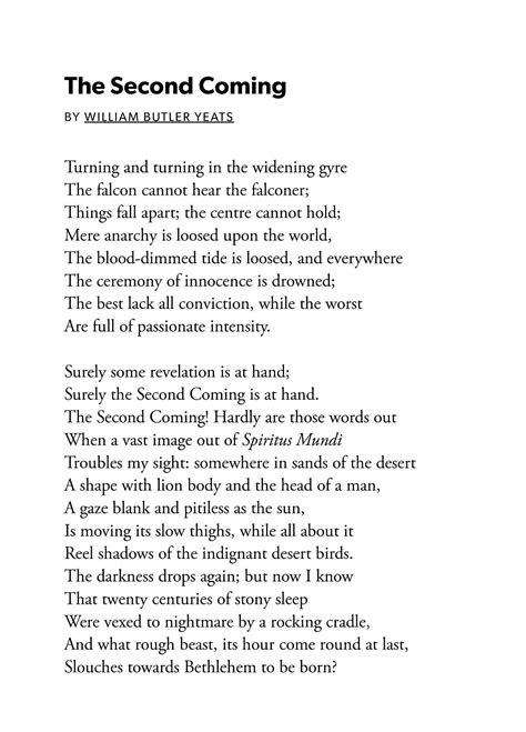 "The Second Coming," by William Butler Yeats | Eric Robert Nolan, Author