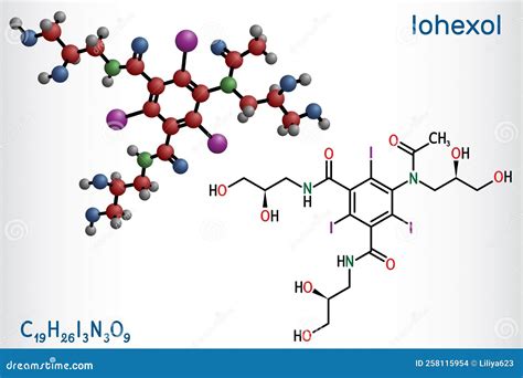 Iohexol Molecule. Structural Chemical Formula, Molecule Model. Stock Vector - Illustration of ...