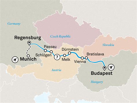 Hungary on a map with cities and landforms
