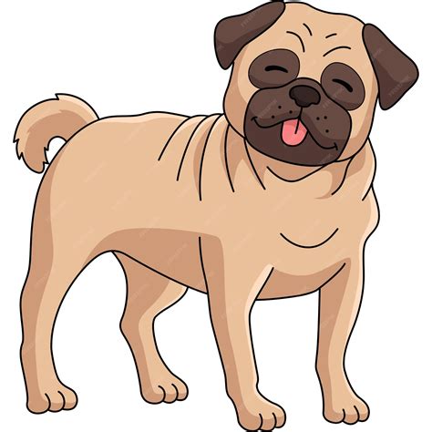 Premium Vector | Pug dog cartoon colored clipart illustration