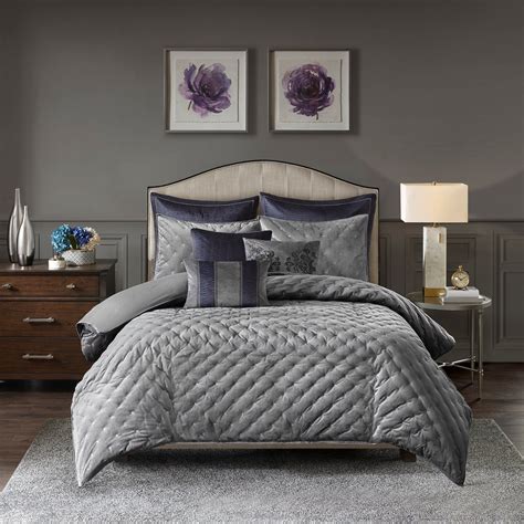Madison Park Signature Sophisticate Grey Velvet Comforter Set ...