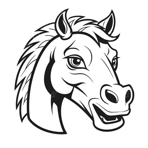 Black And White Mascot Horses Head Outline Sketch Drawing Vector, Horse ...