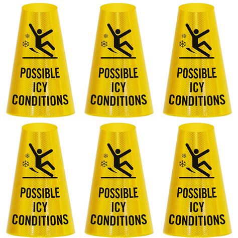 SmartSign 6-Pack "Possible Icy Conditions" Reflective Cone Message ...