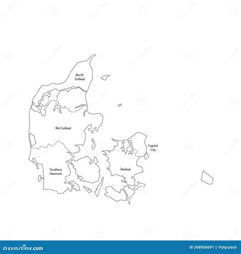 Denmark Political Map of Administrative Divisions Stock Illustration - Illustration of entity ...