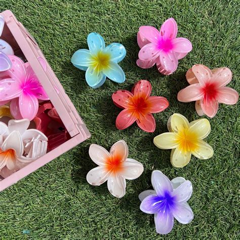 Pastel Hibiscus Claw Hair Clips Matt for Thick Hair Daisy - Etsy UK