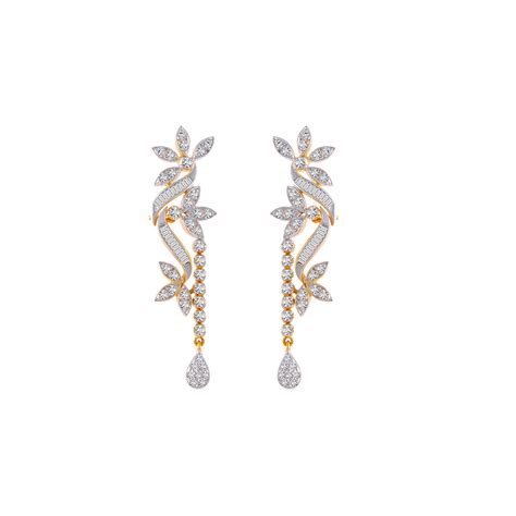 Shop 18K White Gold and Solitaire Jhumka Earrings for Women Online - PC ...