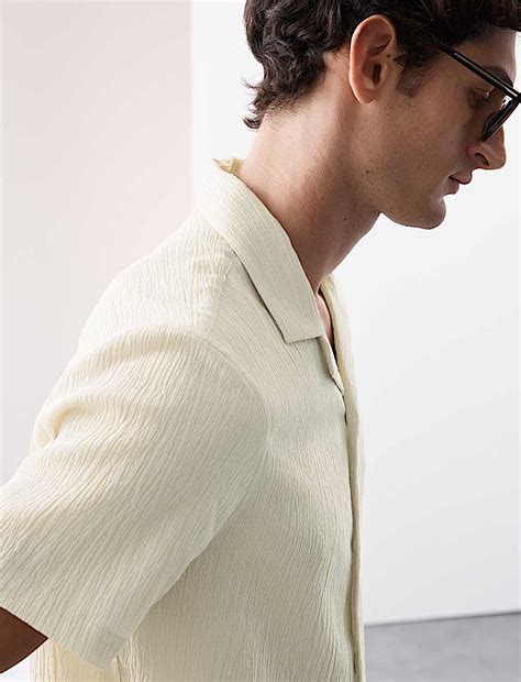 Buy Relaxed Fit Crinkle Seersucker Shirt at Marks & Spencer