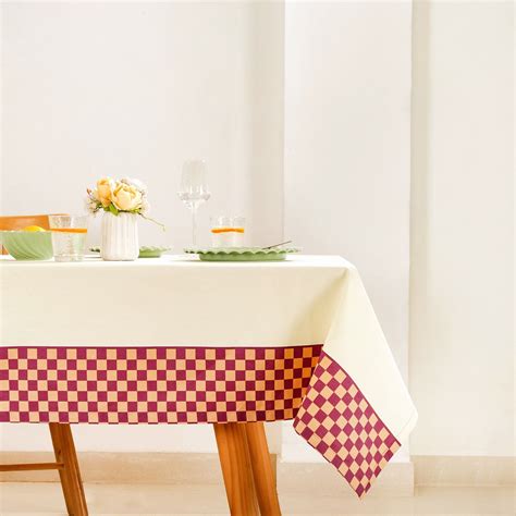Checkered Border 8 Seater Table Cloth 274x152cm Online - Premium Table ...