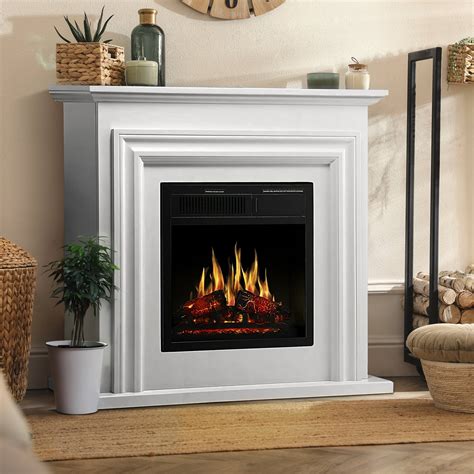 LHRIVER Mantel Electric Fireplace, Free Standing, Remote, Adjustable ...