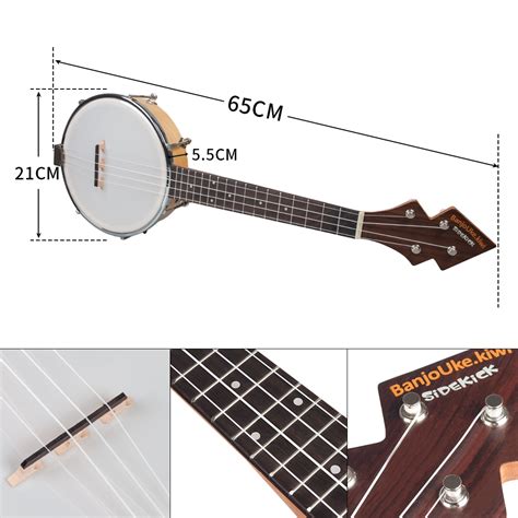 NAOMI Banjolele BanjoUke SideKicks Tenor Banjolele W/Gig Bag + Tuner ...